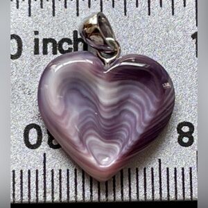 Small indented heart wampum quahog sterling silver P3409